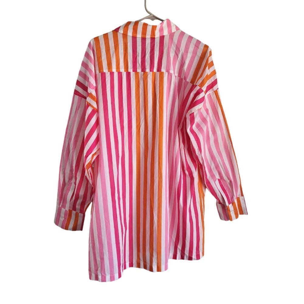Beach Riot Alexa Top Sunset Stripes Oversized Button Front Petite Large - Picture 3 of 4